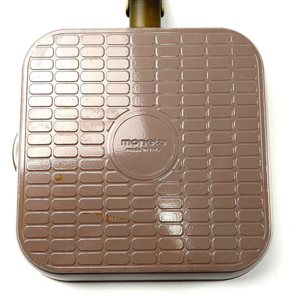 Moneta Ceramic Cookware Made in Italy 2 Pans Square‎ Grill & Round Skillet EUC
